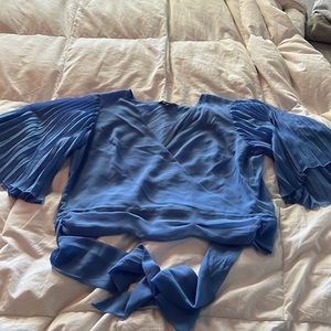Express blue flutter crop top in medium